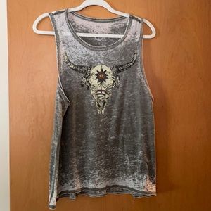 Chaser Vintage Skull flounce tank, S